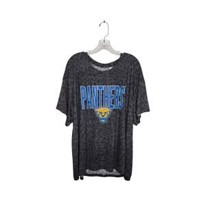 NEW GAMEDAY COUTURE Panthers Leopard Print Tee Dark Gray Size XXL